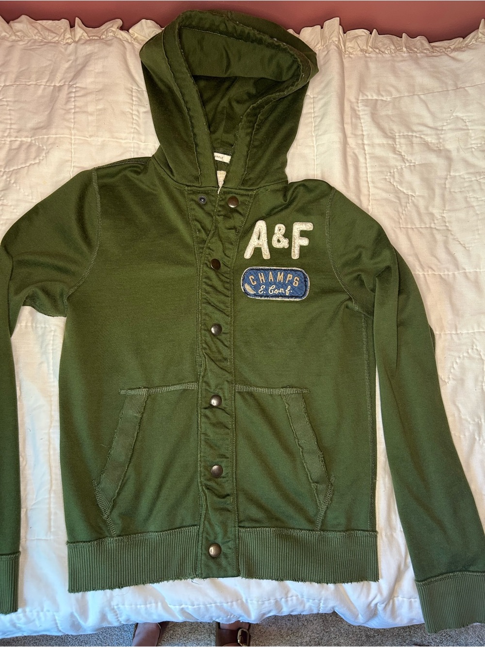 Vintage Abercrombie & Fitch Olive Green Hooded Snap-Front